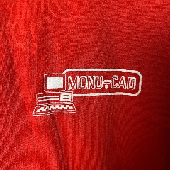 Monu-Cad T Shirt Vintage 90s Adult Red Large L Computer Applications USA 50/50 - Picture 16 of 16